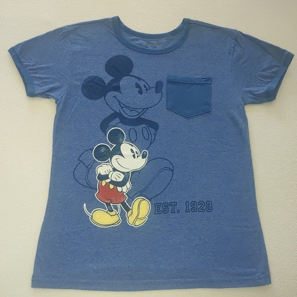 Mickey Mouse Short Sleeve T-Shirt Girl's Size 14 XL Disney Store Blue - Picture 1 of 5